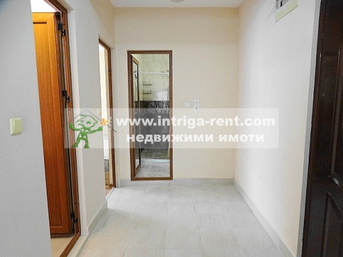 Three-room monolithic apartment for rent with a detached garage - new construction, located in the Ovcharski district of Haskovo.