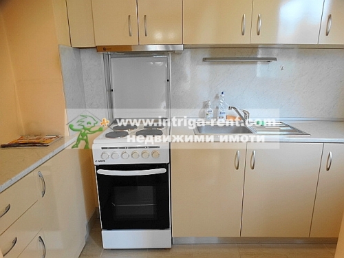 Three-room monolithic apartment for rent with a detached garage - new construction, located in the Ovcharski district of Haskovo.