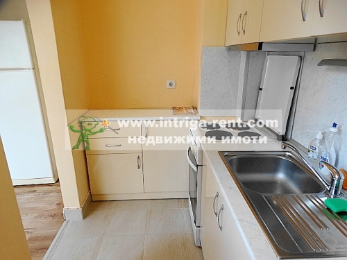 Three-room monolithic apartment for rent with a detached garage - new construction, located in the Ovcharski district of Haskovo.